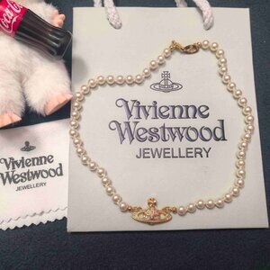 Vivienne Westwood Mini Bas Relief Pearl Choker Necklace